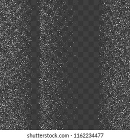 Silver glitter confetti. Illustration of a drop of shiny particles. Decorative element. Luxury background for your design, cards, invitations, gift, vip. 