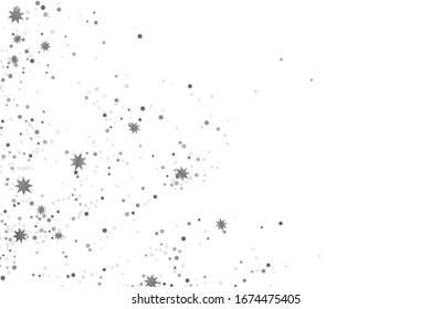 Silberglitter Konfetti. Illustration eines Tropfens glänzender Partikel. Dekoratives Element. Luxuriöser Hintergrund für Ihr Design, Karten, Einladungen, Geschenk, Vip. 