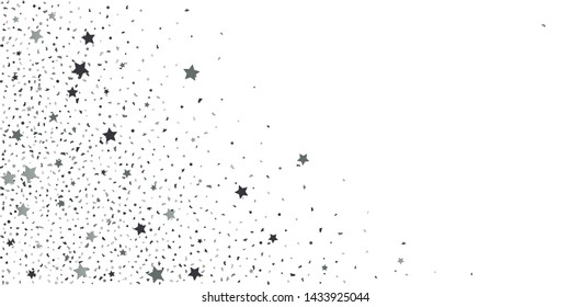 Silver glitter confetti. Light background. White abstract texture. Vector abstract graphic design. New Year Christmas. Silver glitter background. Vector elegant invitation template.