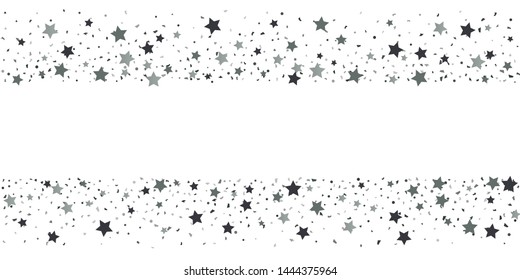 Silver glitter confetti. Light background. White abstract texture. Vector abstract graphic design. New Year Christmas. Silver glitter background. Vector elegant invitation template.