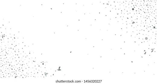 Silver glitter confetti. Light background. White abstract texture. Vector abstract graphic design. New Year Christmas. Silver glitter background. Vector elegant invitation template.