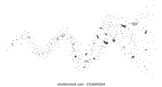 Silver glitter confetti. Light background. White abstract texture. Vector abstract graphic design. New Year Christmas. Silver glitter background. Vector elegant invitation template.