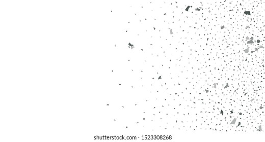 Silver glitter confetti. Light background. White abstract texture. Vector abstract graphic design. New Year Christmas. Silver glitter background. Vector elegant invitation template.