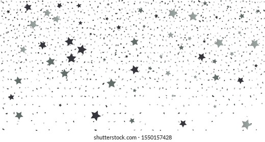 Silver glitter confetti. Light background. White abstract texture. Vector abstract graphic design. New Year Christmas. Silver glitter background. Vector elegant invitation template.