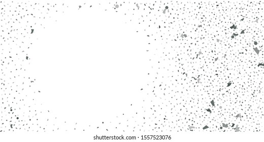 Silver glitter confetti. Light background. White abstract texture. Vector abstract graphic design. New Year Christmas. Silver glitter background. Vector elegant invitation template.