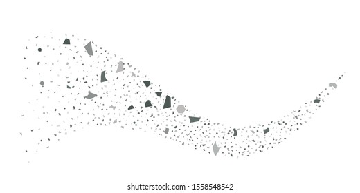 Silver glitter confetti. Light background. White abstract texture. Vector abstract graphic design. New Year Christmas. Silver glitter background. Vector elegant invitation template.