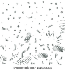 Silver glitter confetti. Light background. White abstract texture. Vector abstract graphic design. New Year Christmas. Silver glitter background. Vector elegant invitation template.