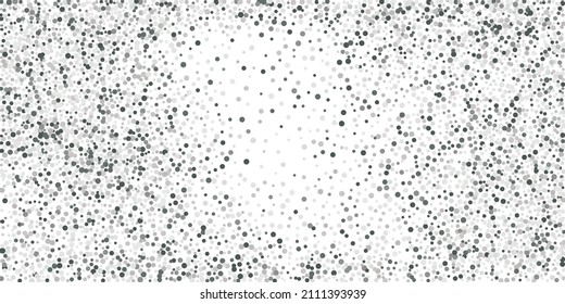 Silver glitter confetti. Light background. White abstract texture. Vector abstract graphic design. New Year Christmas. Silver glitter background. Vector elegant invitation template.