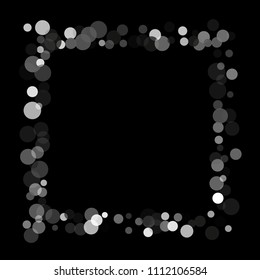  Silver glitter confetti on a black background. Illustration of a drop of shiny particles. Decorative element. Luxury background for your design, cards, invitations, gift, vip. 