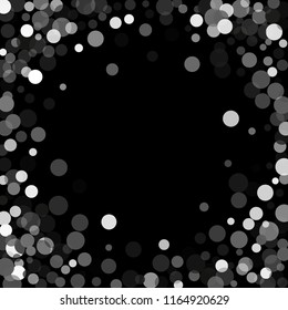 Silver glitter confetti on a black background. Illustration of a drop of shiny particles. Decorative element. Luxury background for your design, cards, invitations, gift, vip. 