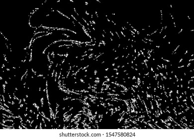 Silver glitter confetti on a black background. Illustration of a drop of shiny particles. Decorative element. Luxury background for your design, cards, invitations, gift, vip. 