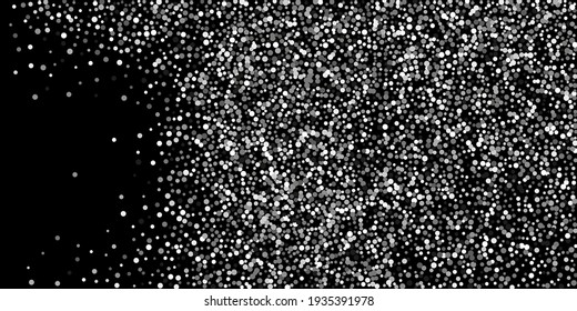 Confeti de brillo plateado sobre un fondo negro.  Ilustración de una gota de partículas brillantes. Elemento decorativo. Elemento de diseño. Ilustración del vector, EPS 10. 
