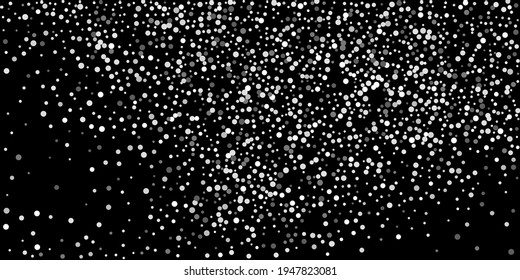 Silver glitter confetti on a black background. Illustration of a drop of shiny particles. Decorative element. Element of design. Vector illustration, EPS 10. 