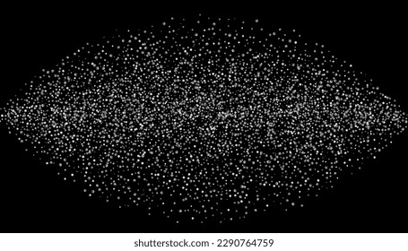 Silver glitter confetti on a black background. Shiny particles are scattered, sand. Decorative element. Luxury background for your design, postcards, invitations, vector