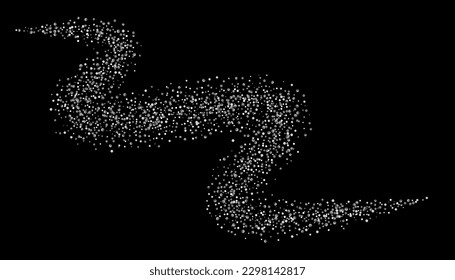 Silver glitter confetti on a black background. Shiny particles are scattered, sand. Decorative element. Luxury background for your design, postcards, invitations, vector