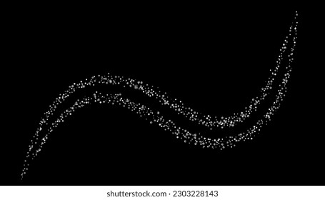 Silver glitter confetti on a black background. Shiny particles are scattered, sand. Decorative element. Luxury background for your design, postcards, invitations, vector