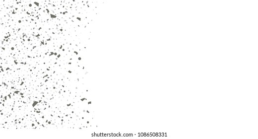 Silver glitter confetti on a white background. Illustration of a drop of shiny particles. Decorative element. Luxury background for your design, cards, invitations, gift, vip. 