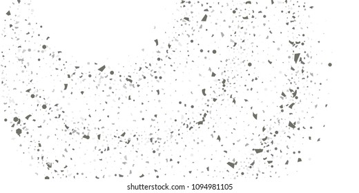 Silver glitter confetti on a white background. Illustration of a drop of shiny particles. Decorative element. Luxury background for your design, cards, invitations, gift, vip. 