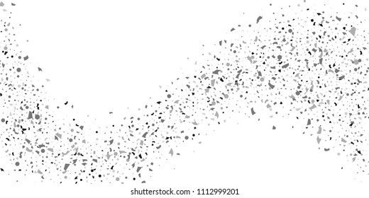 Silver glitter confetti on a white background. Illustration of a drop of shiny particles. Decorative element. Luxury background for your design, cards, invitations, gift, vip. 