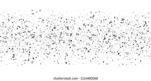 Silver glitter confetti on a white background. Illustration of a drop of shiny particles. Decorative element. Luxury background for your design, cards, invitations, gift, vip. 
