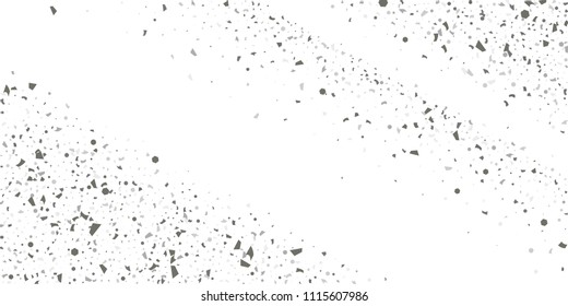 Silver glitter confetti on a white background. Illustration of a drop of shiny particles. Decorative element. Luxury background for your design, cards, invitations, gift, vip. 