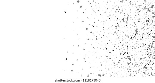 Silver glitter confetti on a white background. Illustration of a drop of shiny particles. Decorative element. Luxury background for your design, cards, invitations, gift, vip. 