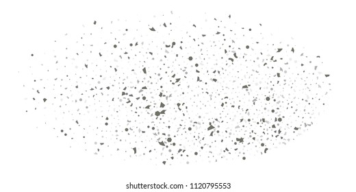 Silver glitter confetti on a white background. Illustration of a drop of shiny particles. Decorative element. Luxury background for your design, cards, invitations, gift, vip. 