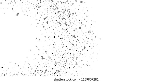 Silver glitter confetti on a white background. Illustration of a drop of shiny particles. Decorative element. Luxury background for your design, cards, invitations, gift, vip. 