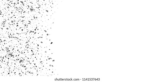 Silver glitter confetti on a white background. Illustration of a drop of shiny particles. Decorative element. Luxury background for your design, cards, invitations, gift, vip. 