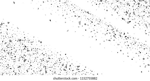 Silver glitter confetti on a white background. Illustration of a drop of shiny particles. Decorative element. Luxury background for your design, cards, invitations, gift, vip. 