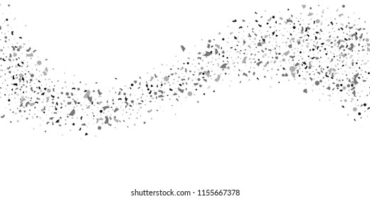 Silver glitter confetti on a white background. Illustration of a drop of shiny particles. Decorative element. Luxury background for your design, cards, invitations, gift, vip. 