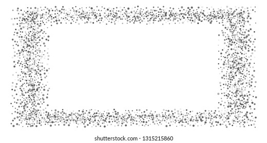 Silver glitter confetti on a white background. Illustration of a drop of shiny particles. Decorative element. Luxury background for your design, cards, invitations, gift, vip.