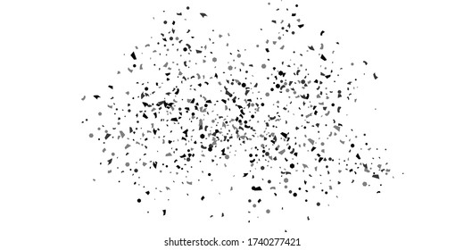 Silver glitter confetti on a white background. Illustration of a drop of shiny particles. Decorative element. Luxury background for your design, cards, invitations, gift, vip. 