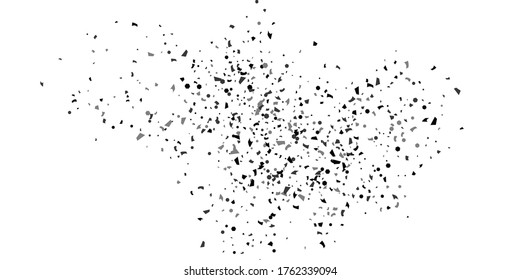Silver glitter confetti on a white background. Illustration of a drop of shiny particles. Decorative element. Luxury background for your design, cards, invitations, gift, vip. 
