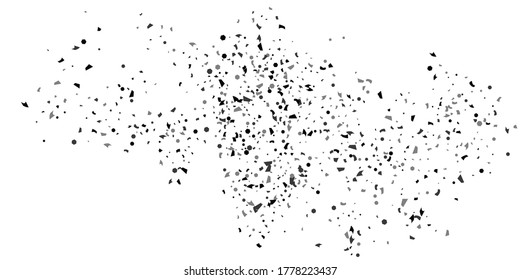 Silver glitter confetti on a white background. Illustration of a drop of shiny particles. Decorative element. Luxury background for your design, cards, invitations, gift, vip. 