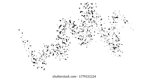 Silberglitter Konfetti auf weißem Hintergrund. Illustration eines Tropfens glänzender Partikel. Dekoratives Element. Luxuriöser Hintergrund für Ihr Design, Karten, Einladungen, Geschenk, Vip. 