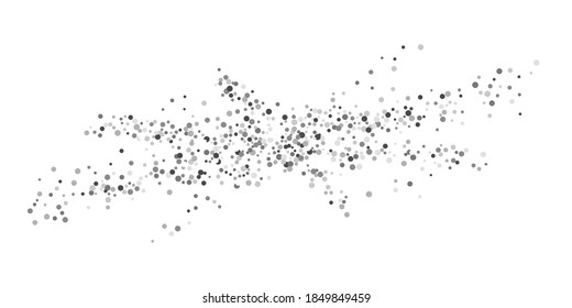 Silver glitter confetti on a white background. Illustration of a drop of shiny particles. Decorative element. Luxury background for your design, cards, invitations, gift, vip. 