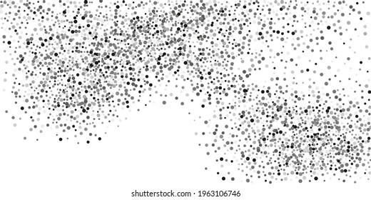  Silver glitter confetti on a white background.   Illustration of a drop of shiny particles. Decorative element. Element of design. Vector illustration, EPS 10. 