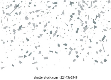 Silver glitter confetti on a white background. Illustration of a drop of shiny particles. Decorative element. Luxury background for your design, cards, invitations, gift, vip. 