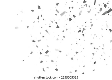 Confeti de brillo plateado sobre un fondo blanco. Ilustración de una gota de partículas brillantes. Elemento decorativo. Lujo para su diseño, tarjetas, invitaciones, regalo, vip. 