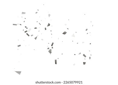 Confeti de brillo plateado sobre un fondo blanco. Ilustración de una gota de partículas brillantes. Elemento decorativo. Lujo para su diseño, tarjetas, invitaciones, regalo, vip. 