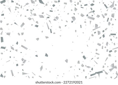 Confeti de brillo plateado sobre un fondo blanco. Ilustración de una gota de partículas brillantes. Elemento decorativo. Lujo para su diseño, tarjetas, invitaciones, regalo, vip. 