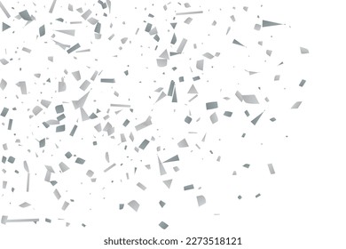 Silver glitter confetti on a white background. Illustration of a drop of shiny particles. Decorative element. Luxury background for your design, cards, invitations, gift, vip. 