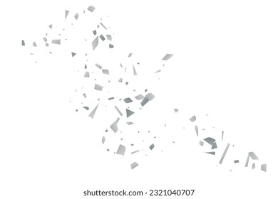 Confeti de brillo plateado sobre un fondo blanco. Ilustración de una gota de partículas brillantes. Elemento decorativo. Lujo para su diseño, tarjetas, invitaciones, regalo, vip. 