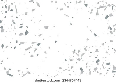 Confeti de brillo plateado sobre un fondo blanco. Ilustración de una gota de partículas brillantes. Elemento decorativo. Lujo para su diseño, tarjetas, invitaciones, regalo, vip. 