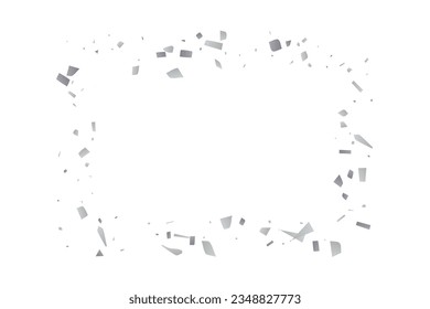 Confeti de brillo plateado sobre un fondo blanco. Ilustración de una gota de partículas brillantes. Elemento decorativo. Lujo para su diseño, tarjetas, invitaciones, regalo, vip. 