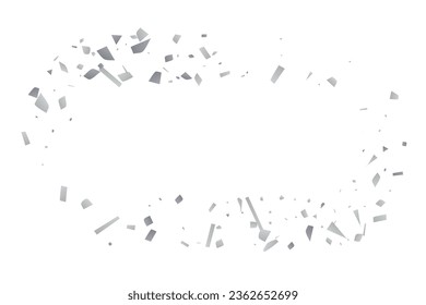 Silver glitter confetti on a white background. Illustration of a drop of shiny particles. Decorative element. Luxury background for your design, cards, invitations, gift, vip. 
