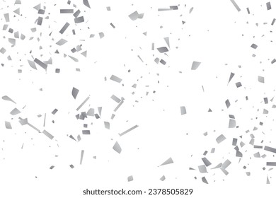Silver glitter confetti on a white background. Illustration of a drop of shiny particles. Decorative element. Luxury background for your design, cards, invitations, gift, vip. 