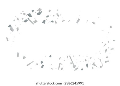 Silver glitter confetti on a white background. Illustration of a drop of shiny particles. Decorative element. Luxury background for your design, cards, invitations, gift, vip. 