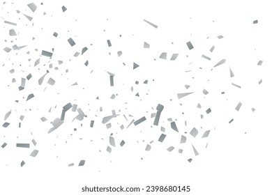 Confeti de brillo plateado sobre un fondo blanco. Ilustración de una gota de partículas brillantes. Elemento decorativo. Lujo para su diseño, tarjetas, invitaciones, regalo, vip. 